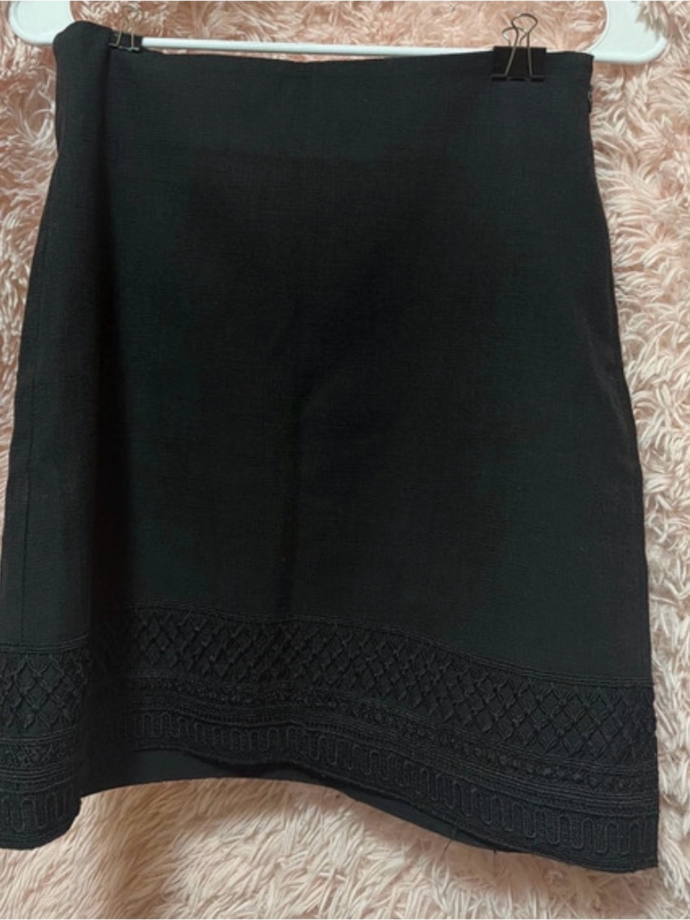LOFT Classic Black A-Line Skirt with Crochet Hem